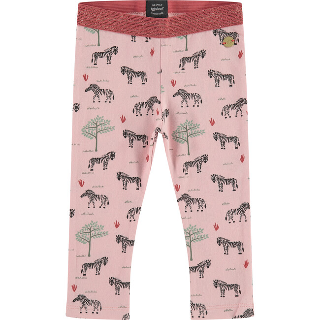 Zebra Printed Leggings, Pink - Leggings - 1