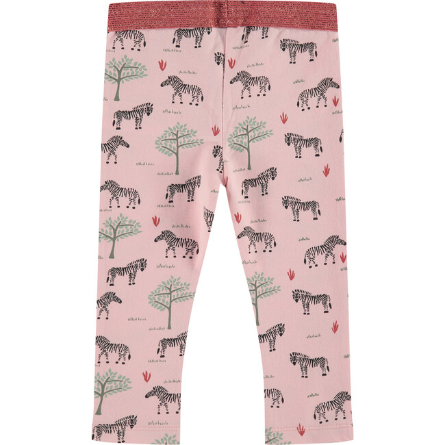 Zebra Printed Leggings, Pink - Leggings - 2