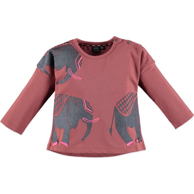 Elephant Long Sleeve Tee, Dusty Rose