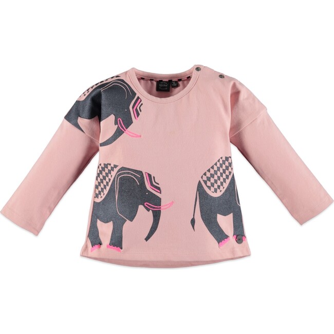 Elephant Long Sleeve Tee, Chalk Pink