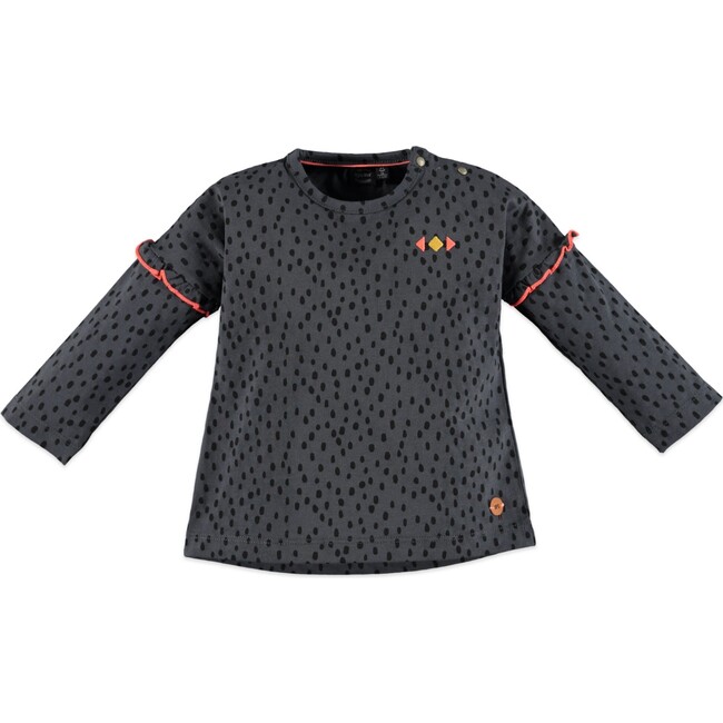 Girls Ruffles Top, Grey Dove