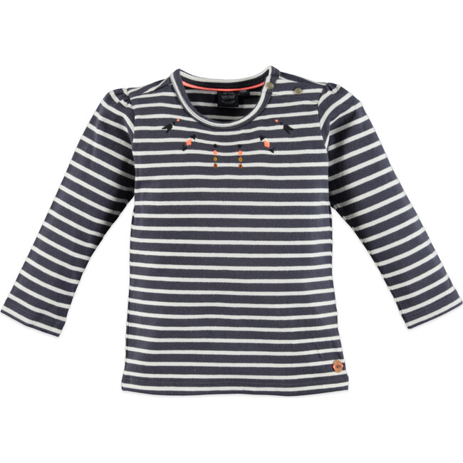 Puff Sleeve Stripes Top, Greydove