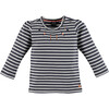 Puff Sleeve Stripes Top, Greydove - T-Shirts - 1 - thumbnail