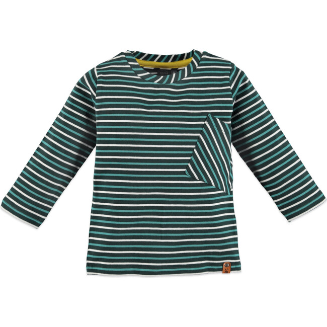 Striped Long Sleeve Tee, Bottle Green