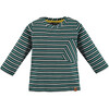 Striped Long Sleeve Tee, Bottle Green - T-Shirts - 1 - thumbnail