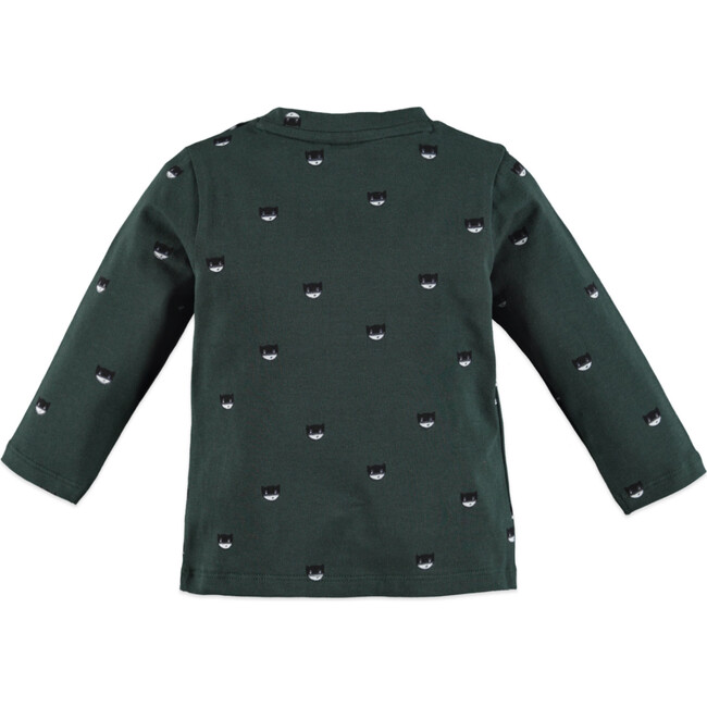 Wow Long Sleeve Tee, Bottle Green - T-Shirts - 2