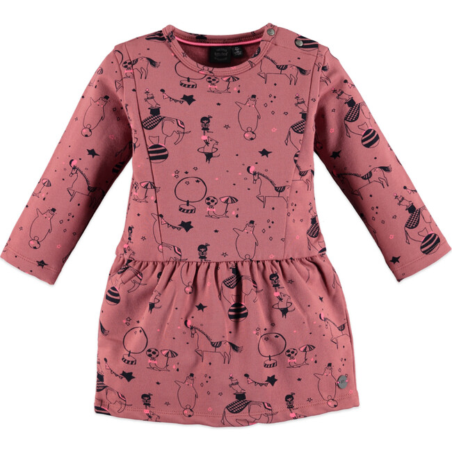 Circus Printed Dress, Dusty Rose