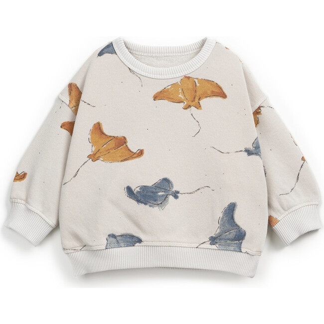 All-Over Sting Ray Print Sweatshirt, Cream
