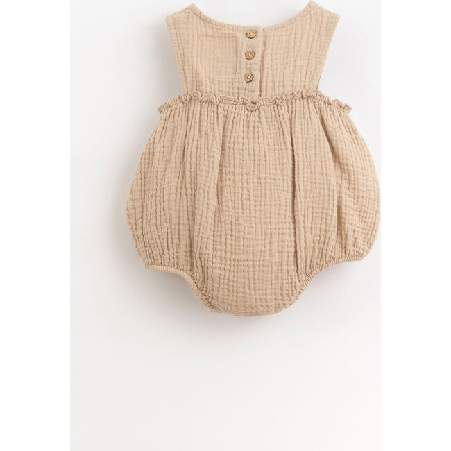 Chest Ruffle Woven Bubble, Beige And Pink - Onesies - 2