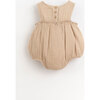 Chest Ruffle Woven Bubble, Beige And Pink - Onesies - 2