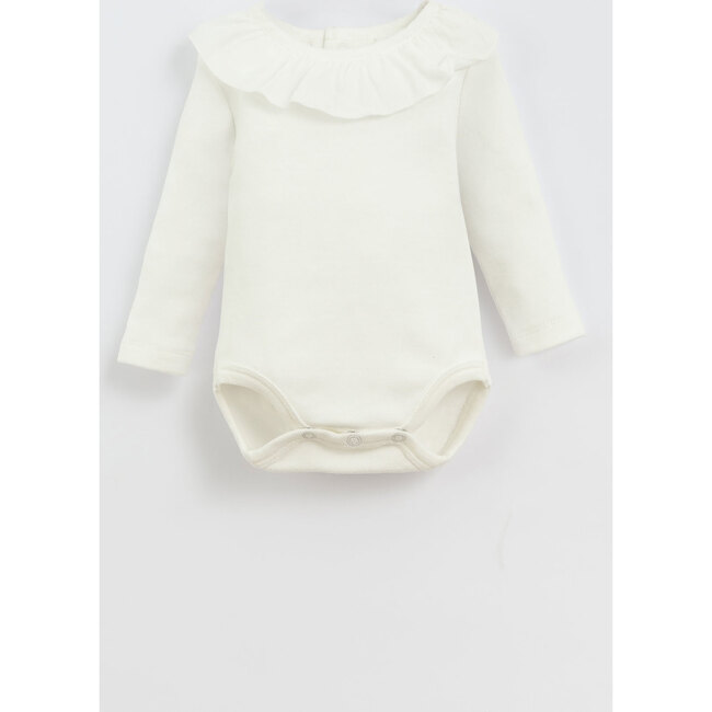 Long Sleeve Baby Onesie, White - Onesies - 1