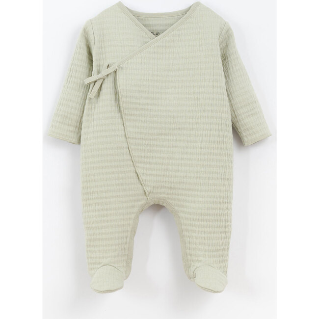 Long Sleeve Wrap Footie, Pistachio - Footie Pajamas - 1