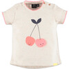 Cherry Tee, Cream with Pink - T-Shirts - 1 - thumbnail