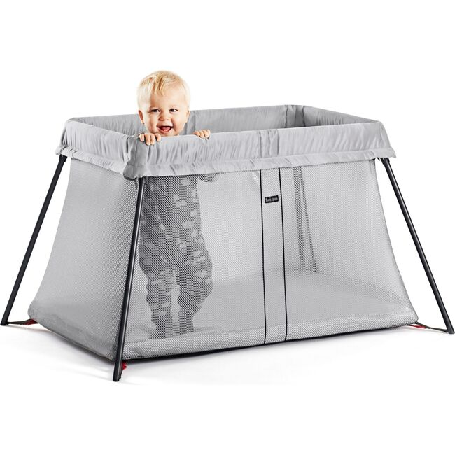 Travel Crib Light Silver & Fitted Sheet Bundle Pack