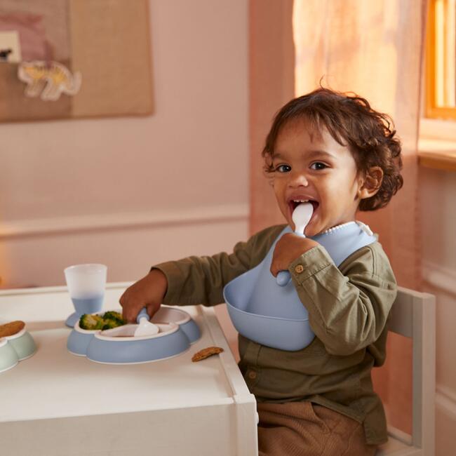 Baby Dinner Set, Powder Blue - Bibs - 2