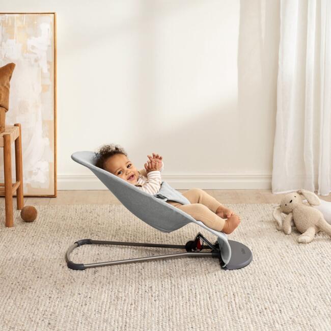 Baby Bouncer Bliss, Woven, Light Gray Melange - Bouncers - 2