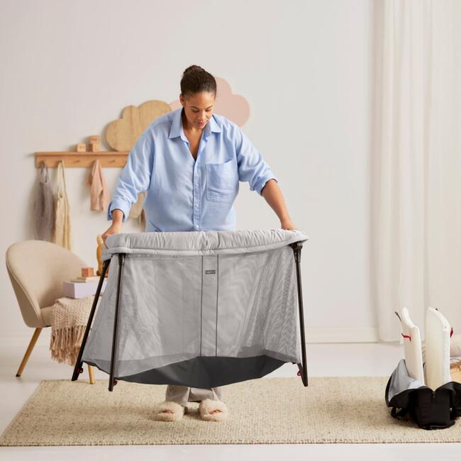 Travel Crib Light Silver & Fitted Sheet Bundle Pack - Travel Cribs - 4