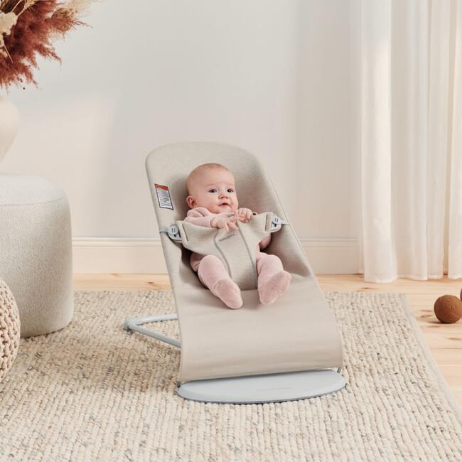 Baby Bouncer Bliss, 3D Jersey, Light Beige - Bouncers - 5