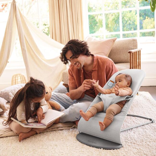 Baby Bouncer Bliss, Woven, Light Gray Melange - Bouncers - 4