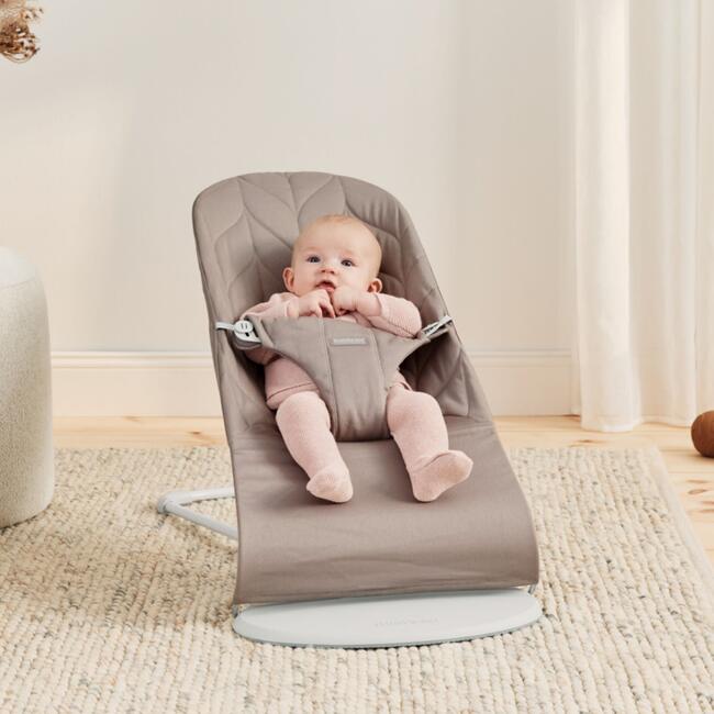 Baby Bouncer Bliss, Petal Quilt Woven, Sand Gray - Bouncers - 4