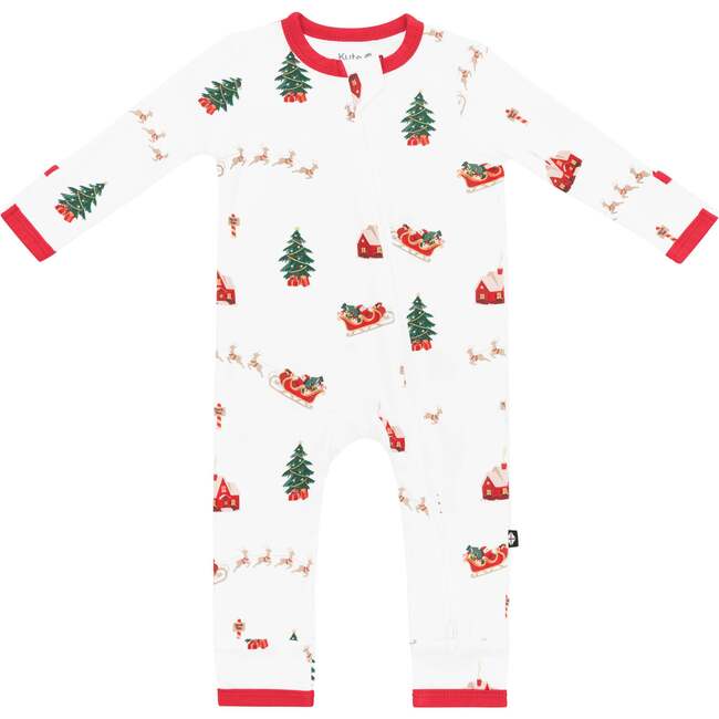 Zippered Romper in Santa Sleigh