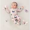 Zippered Footie in Blush Butterfly - Footie Pajamas - 2