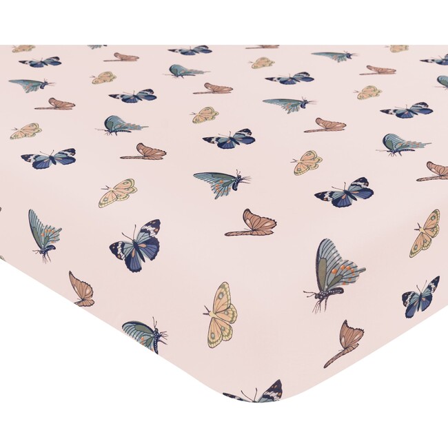 Crib Sheet in Blush Butterfly