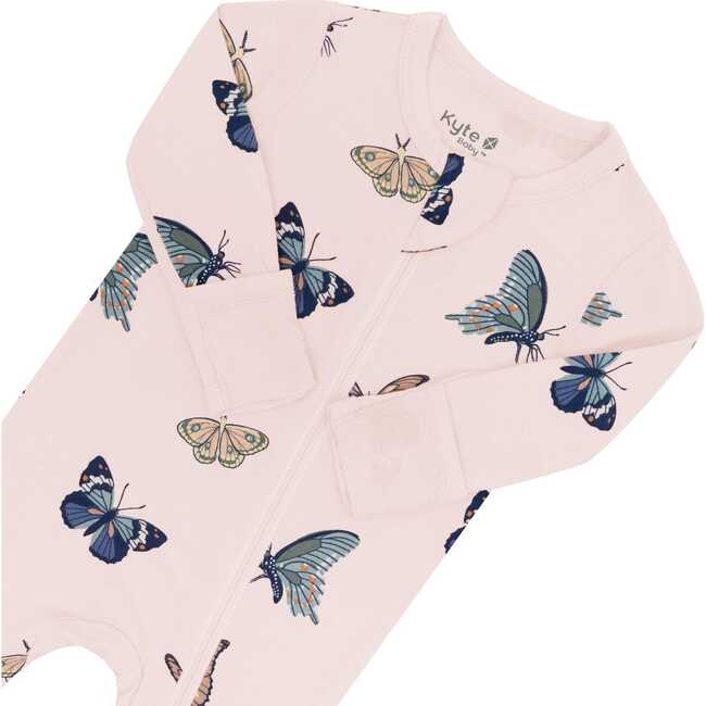 Zippered Footie in Blush Butterfly - Footie Pajamas - 4