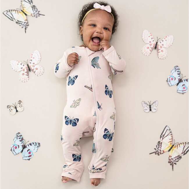 Zippered Romper in Blush Butterfly - Rompers - 2