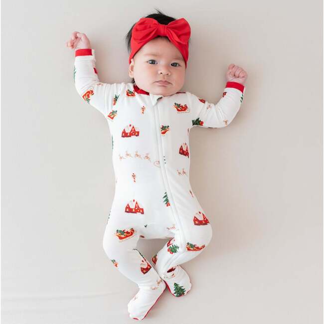 Zippered Footie in Santa Sleigh - Footie Pajamas - 4