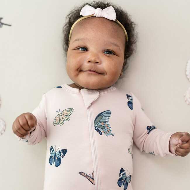 Zippered Romper in Blush Butterfly - Rompers - 3