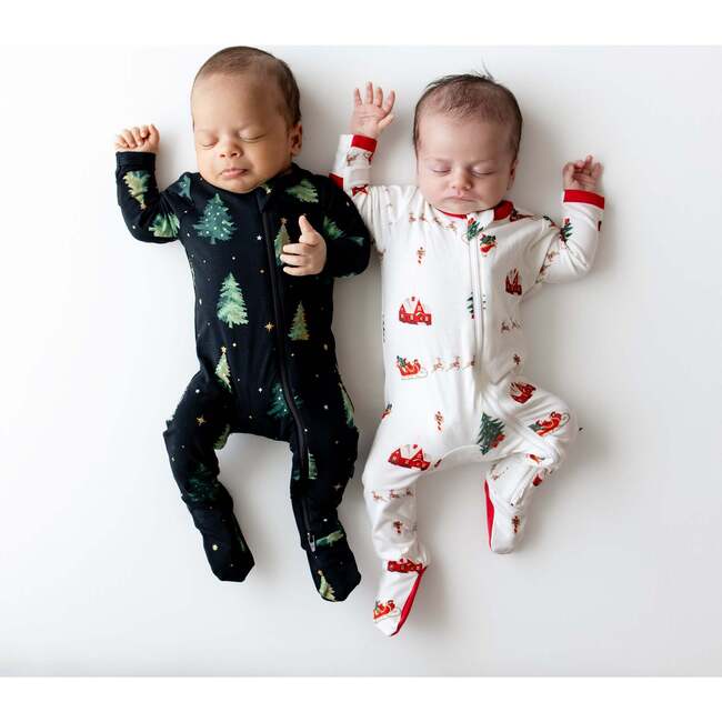 Zippered Footie in Santa Sleigh - Footie Pajamas - 5
