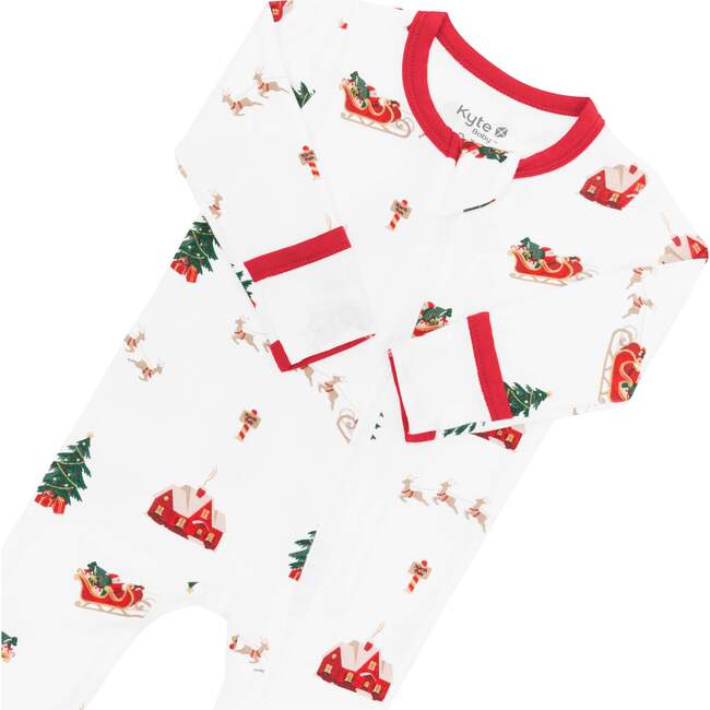 Zippered Footie in Santa Sleigh - Footie Pajamas - 6
