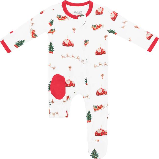 Zippered Footie in Santa Sleigh - Footie Pajamas - 7