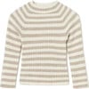 Striped Knit Mockneck, Beige - Blouses - 1 - thumbnail