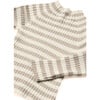 Striped Knit Mockneck, Beige - Blouses - 2 - thumbnail