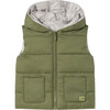 Reversible Printed Padded Vest, Olive - Vests - 1 - thumbnail