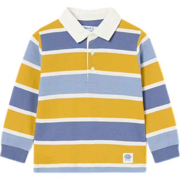 Pollen Long Sleeve Stripe Polo, Yellow