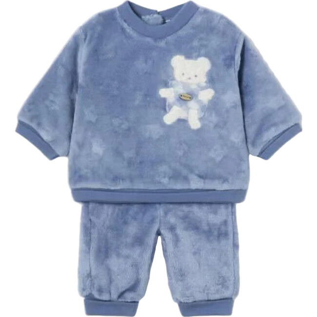 Newborn Faux Fur Sweater and Pants Set, Blue