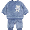 Newborn Faux Fur Sweater and Pants Set, Blue - Mixed Apparel Set - 1 - thumbnail