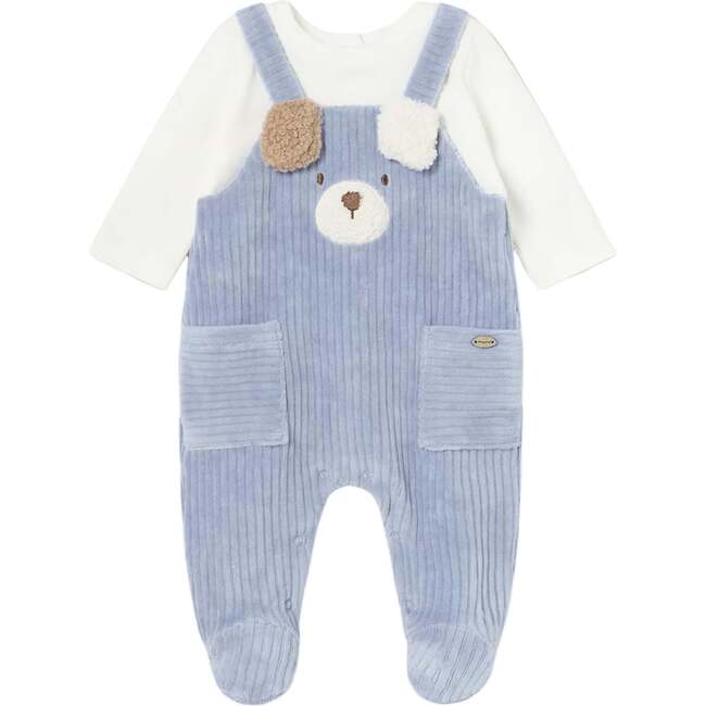 Newborn Boy Corduroy Teddy Romper, Blue
