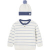 Baby Striped Sweater with Hat, White - Sweaters - 1 - thumbnail