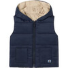 Baby Reversible Padded Vest, Navy - Vests - 1 - thumbnail