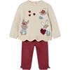 Baby Knit Pants and Sweater Set, Red - Mixed Apparel Set - 1 - thumbnail