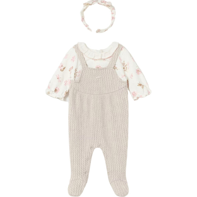 Baby Girl Romper and Headband Set, Beige