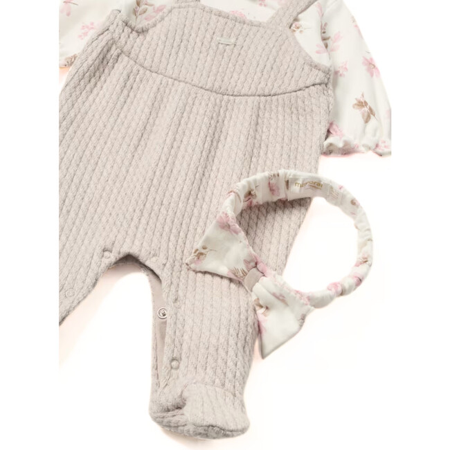 Baby Girl Romper and Headband Set, Beige - Rompers - 3