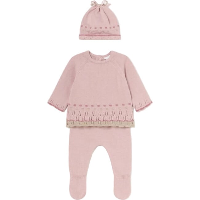Newborn 3 Piece Knit Set, Pink