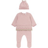 Newborn 3 Piece Knit Set, Pink - Mixed Apparel Set - 1 - thumbnail