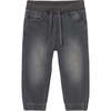 Baby Denim Jogger Pants, Grey Denim - Pants - 1 - thumbnail