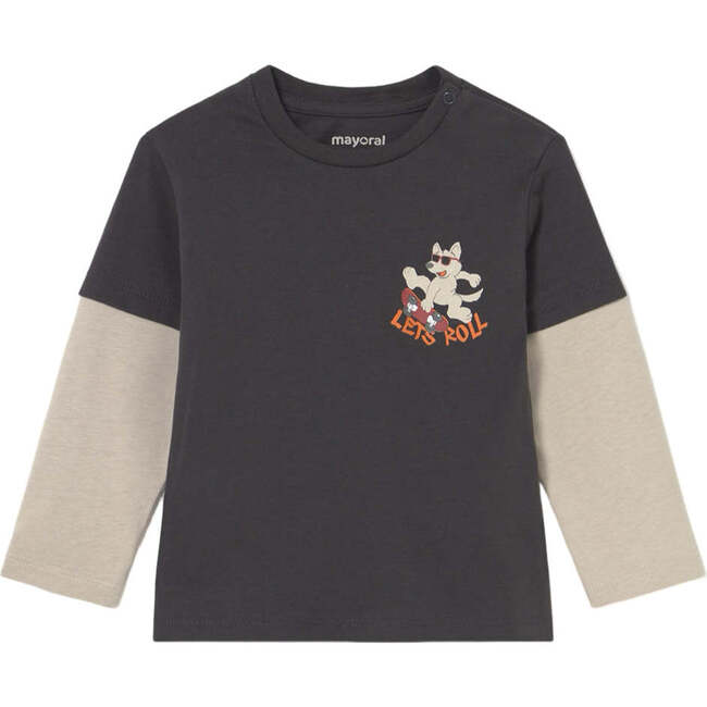 Baby Double-Sleeve T-Shirt, Grey